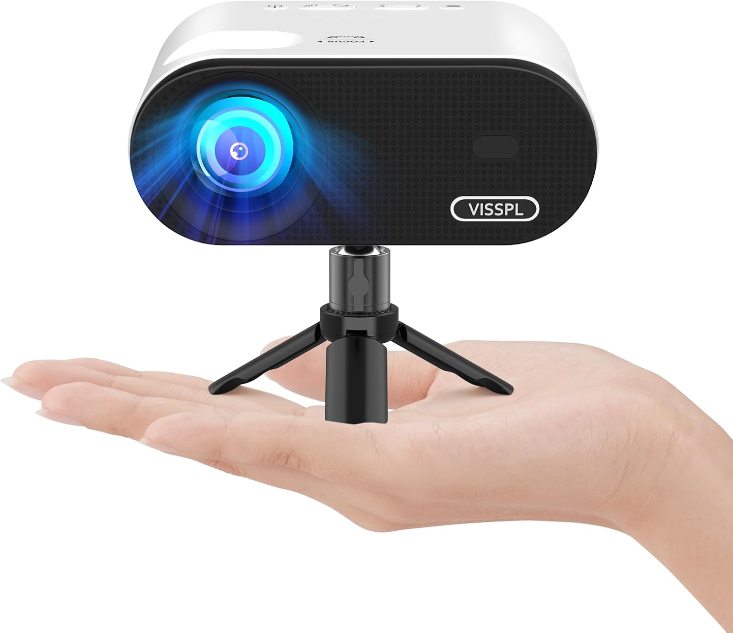 Mini Projector with WiFi and Bluetooth, VISSPL Full HD 1080P Projector, Portable Outdoor Projector with Tripod, Home Theater Movie Phone Projector Compatible with AndroidiOSWindowsTV StickHDMIUSB